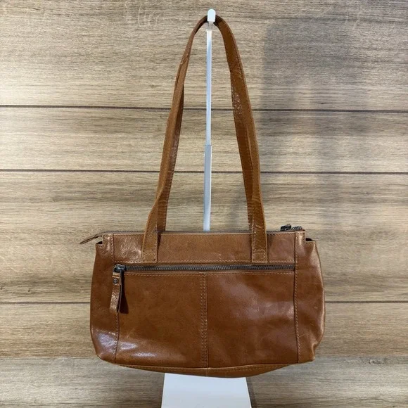 New Spikes & Sparrow Medium Leather Double Strap Shoulder Bag Cognac Brown - Picture 3 of 10